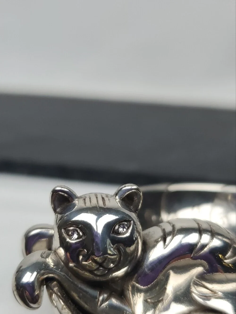 Brighton Silver-Tone Cat Ring Dish with Upright Tail